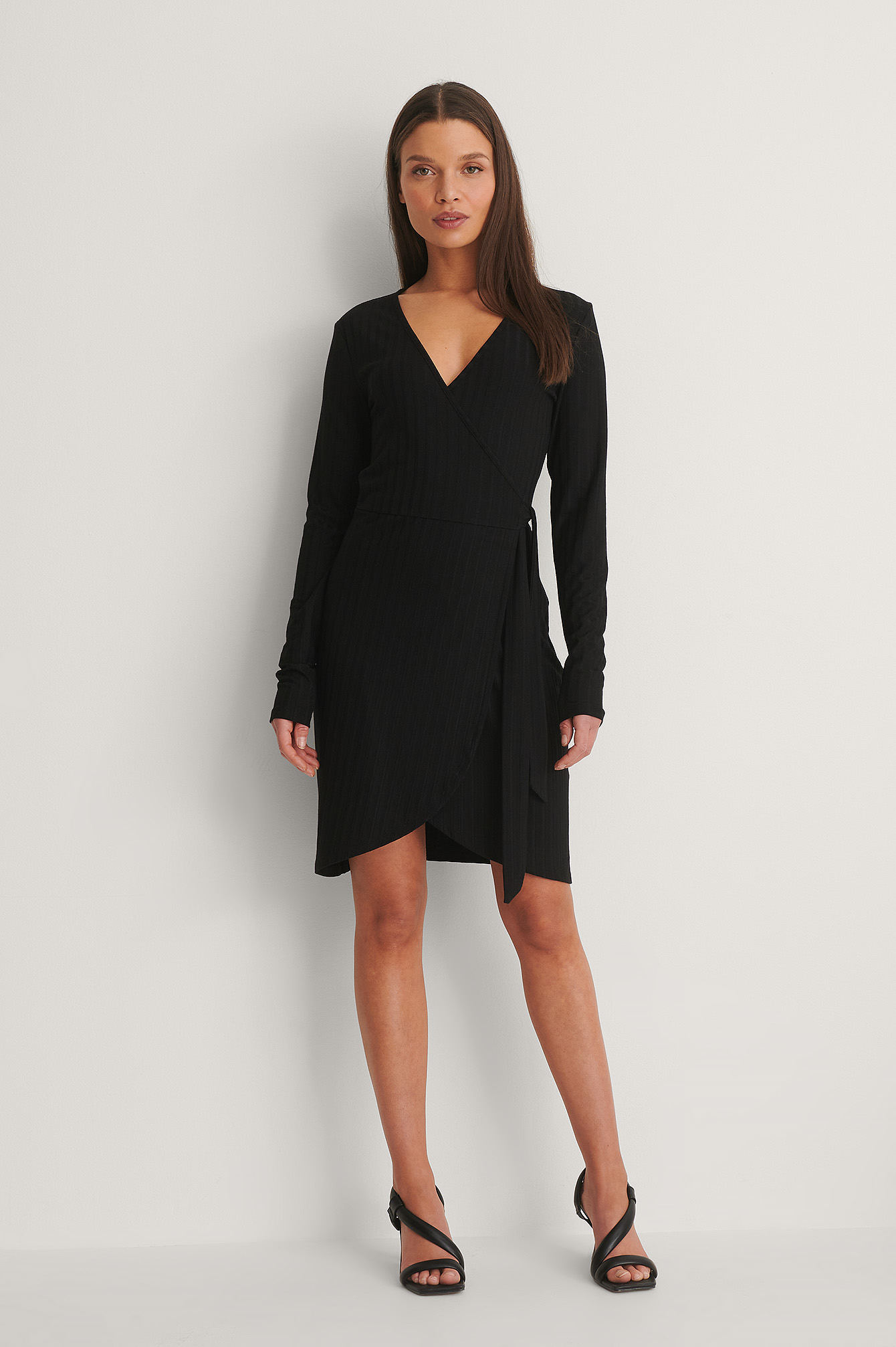 Long Sleeve Wrap Dress Black | na-kd.com